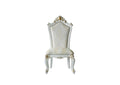 Set of Two 27" Beige and White Faux Leather Damask Side Chair  Warm Home View