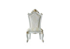 Set of Two 27" Beige and White Faux Leather Damask Side Chair  Warm Home View