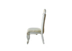 Set of Two 27" Beige and White Faux Leather Damask Side Chair  Warm Home View