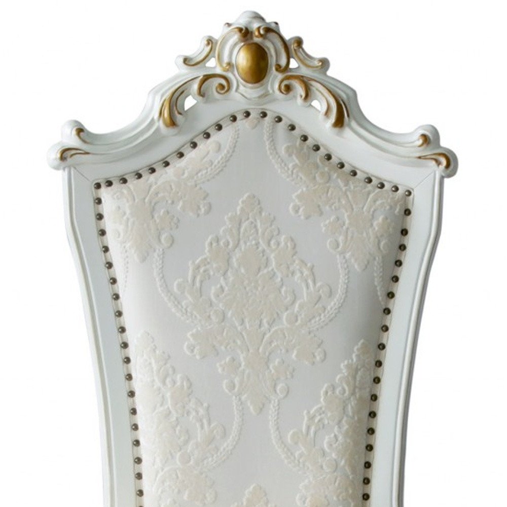 Set of Two 27" Beige and White Faux Leather Damask Side Chair  Warm Home View