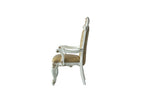 Set of Two 27" Brown and White Faux Leather Tufted Side Chair  Warm Home View