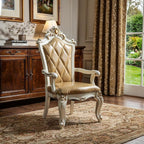 Set of Two 27" Brown and White Faux Leather Tufted Side Chair  Warm Home View