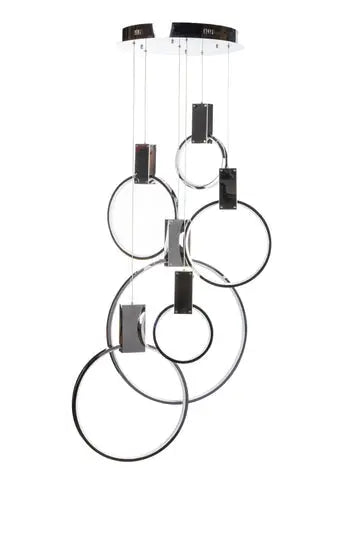 Hong Kong LED Circular Chandelier // Chrome  Warm Home View