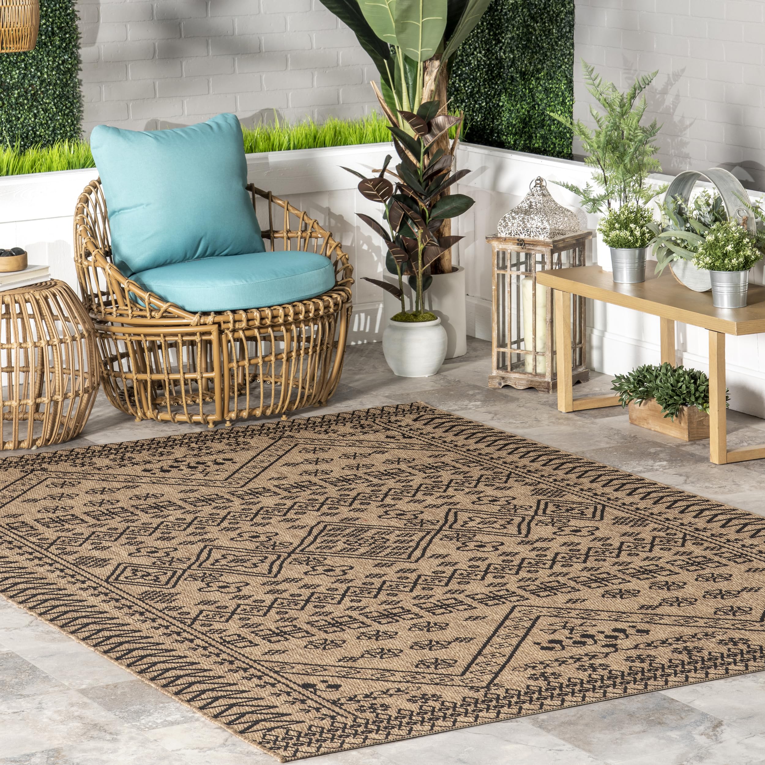 nuLOOM Weather Resistant Outdoor Performance Area Rug - Polypropylene, 1-Piece  Warm Home View