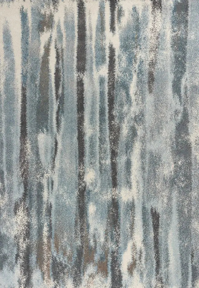 9' X 13' Teal Blue And White Abstract Area Rug  Warm Home View