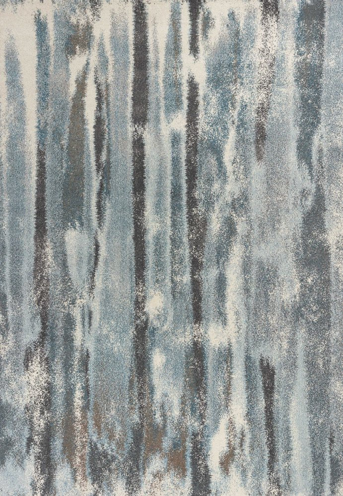 9' X 13' Teal Blue And White Abstract Area Rug  Warm Home View