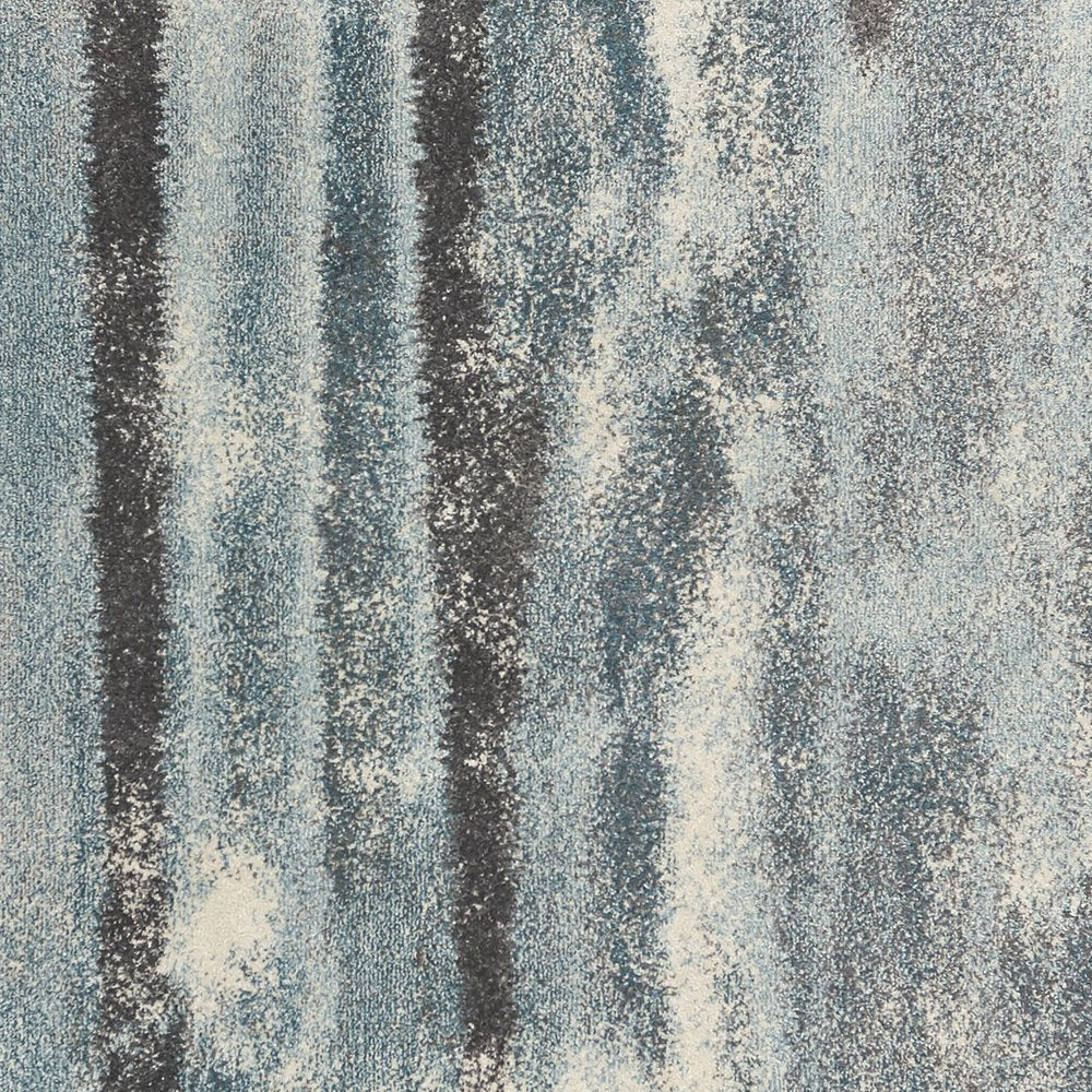 9' X 13' Teal Blue And White Abstract Area Rug  Warm Home View