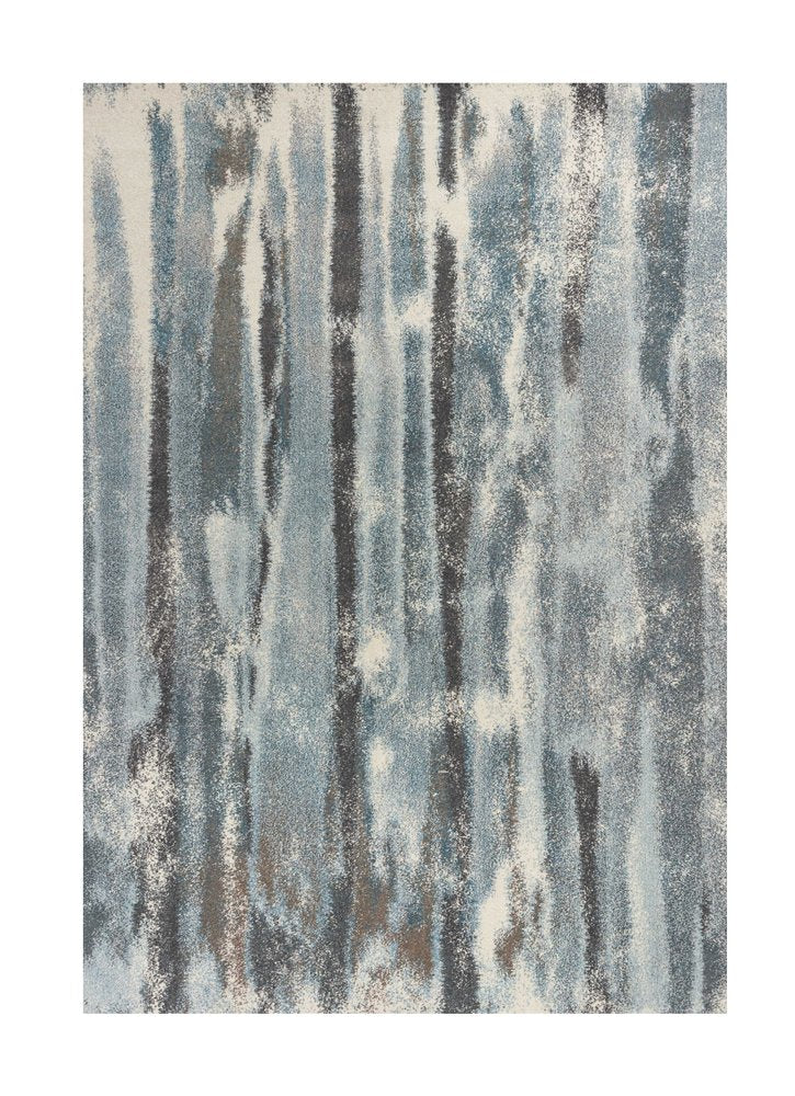 9' X 13' Teal Blue And White Abstract Area Rug  Warm Home View