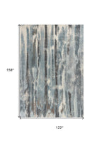 9' X 13' Teal Blue And White Abstract Area Rug  Warm Home View