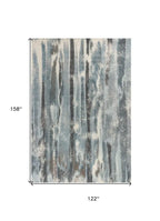 9' X 13' Teal Blue And White Abstract Area Rug  Warm Home View