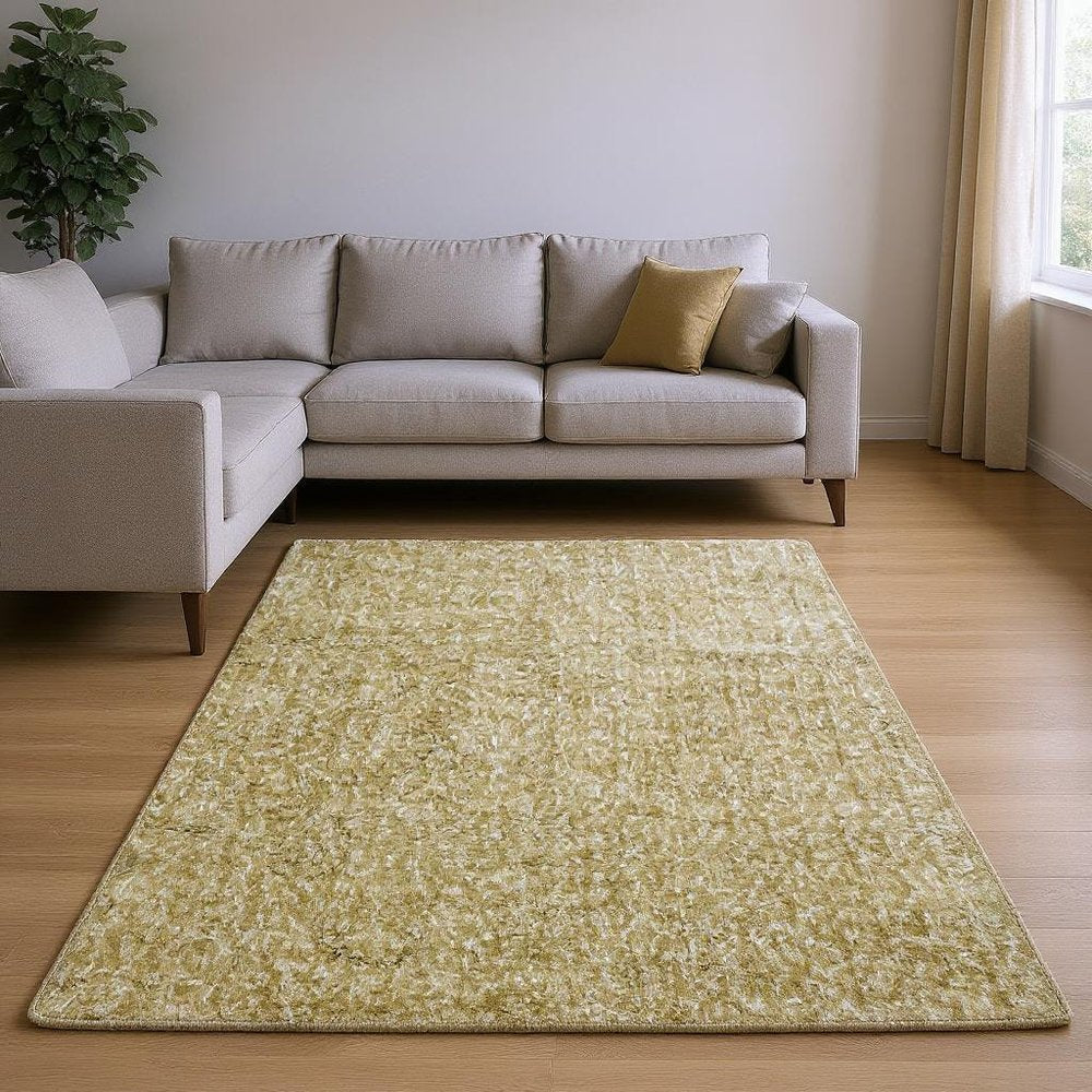 9' X 13' Yellow Shag Hand Woven Area Rug  Warm Home View