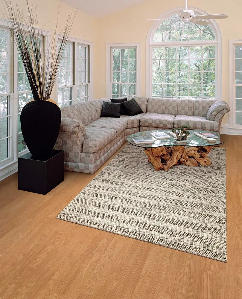 9' X 13' Wool Striped Hand Woven Area Rug  Warm Home View