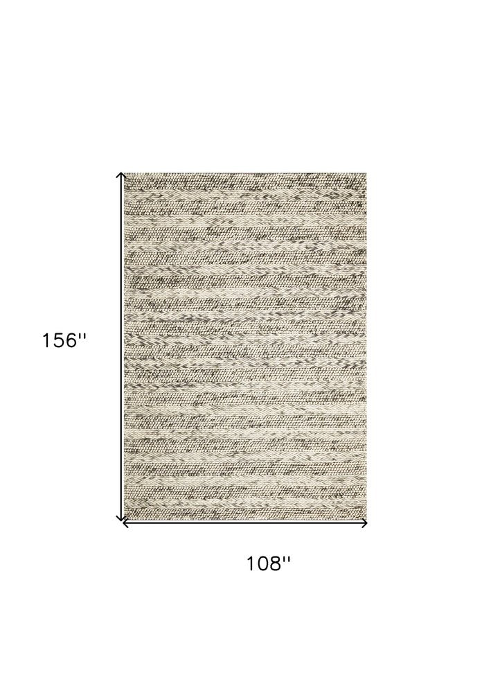 9' X 13' Wool Striped Hand Woven Area Rug  Warm Home View
