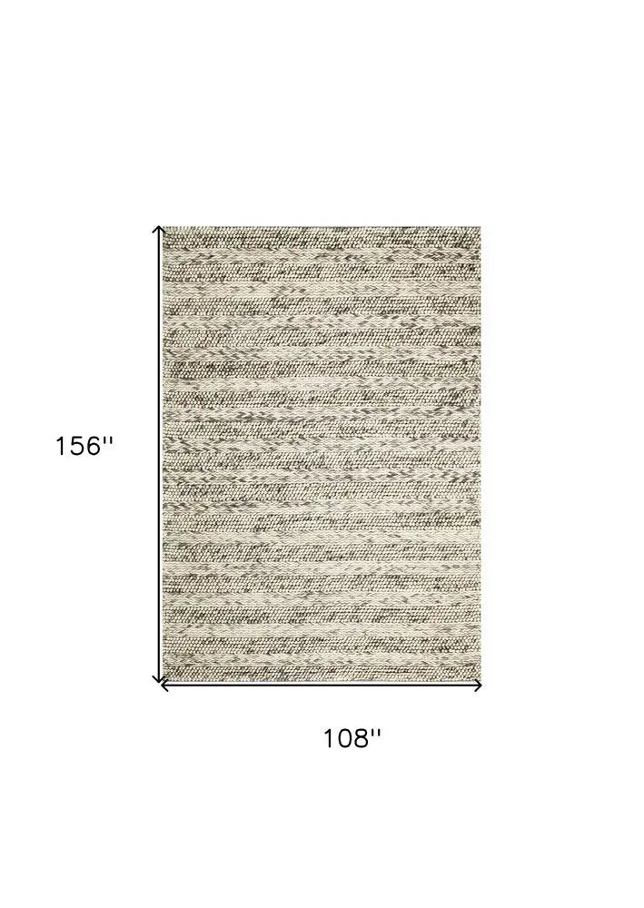 9' X 13' Wool Striped Hand Woven Area Rug  Warm Home View