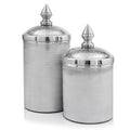 Set of Two Silver Aluminum Tweed Decorative Canisters  Warm Home View