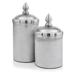 Set of Two Silver Aluminum Tweed Decorative Canisters  Warm Home View