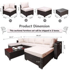 Outdoor Garden PE Rattan Sectional Sofa Set - 7-Piece, Beige  Warm Home View