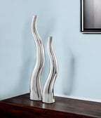 Set of Two Silver Aluminum Squiggly Vases  Warm Home View