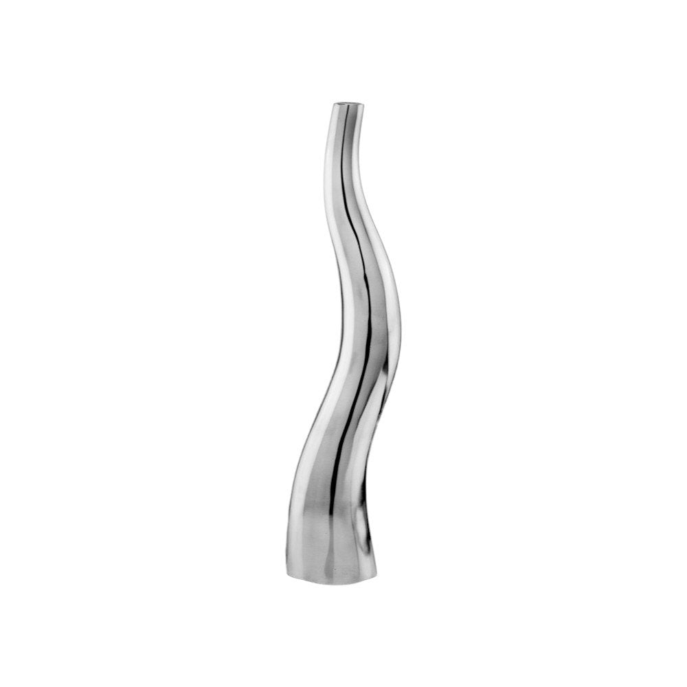 Set of Two Silver Aluminum Squiggly Vases  Warm Home View