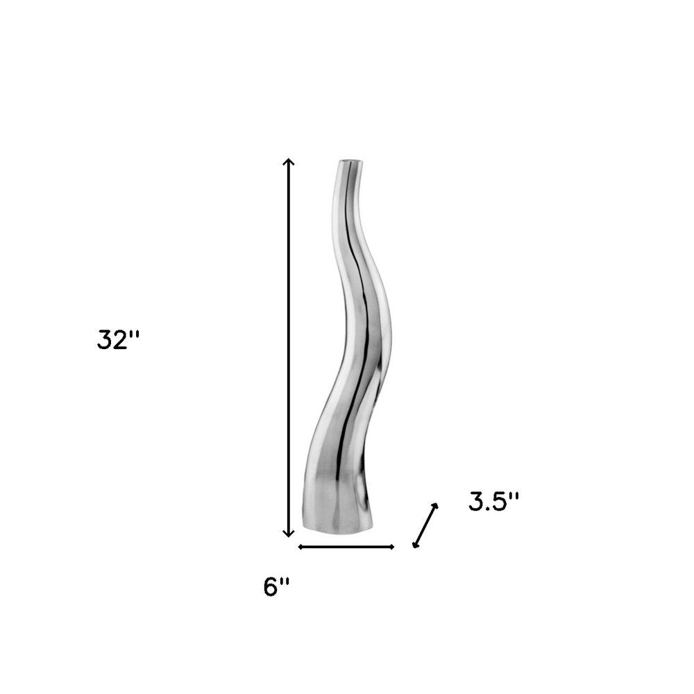 Set of Two Silver Aluminum Squiggly Vases  Warm Home View