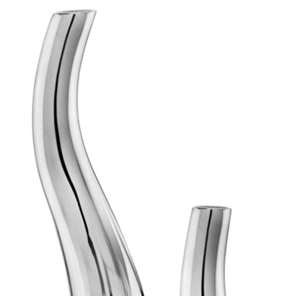 Set of Two Silver Aluminum Squiggly Vases  Warm Home View