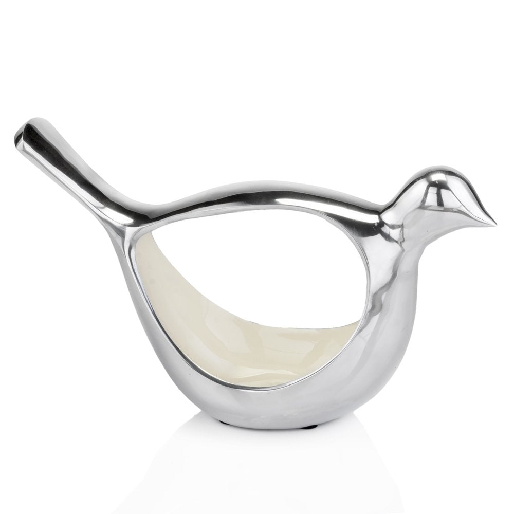 7" Silver Buffed Aluminum Bird Shaped Sculptural Bowl  Warm Home View