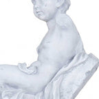 Vintage Look Off White Boy Sitting Statue  Warm Home View