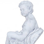 Vintage Look Off White Boy Sitting Statue  Warm Home View