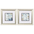 Set of Two Blue Watercolor Brushed Silver Framed Wall Art  Warm Home View