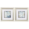 Set of Two Blue Watercolor Brushed Silver Framed Wall Art  Warm Home View
