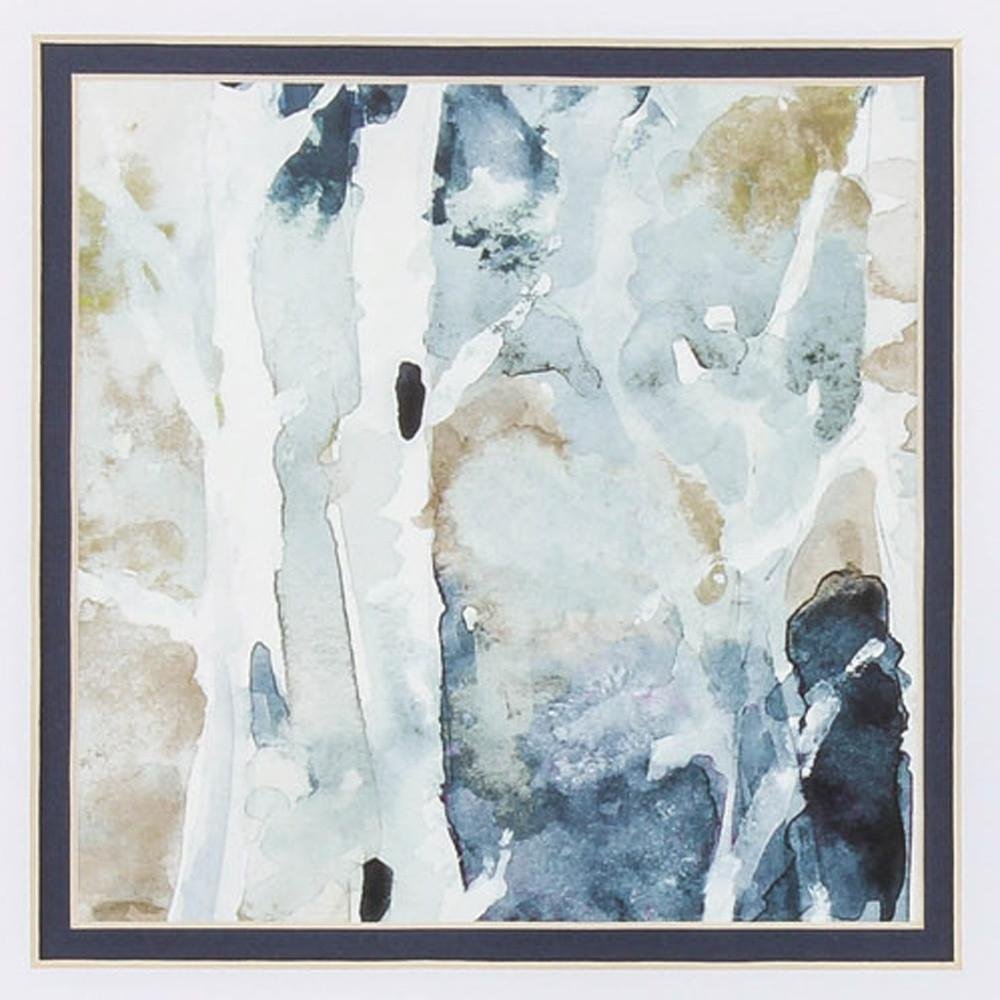 Set of Two Blue Watercolor Brushed Silver Framed Wall Art  Warm Home View