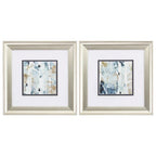 Set of Two Blue Watercolor Brushed Silver Framed Wall Art  Warm Home View