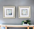 Set of Two Blue Watercolor Brushed Silver Framed Wall Art  Warm Home View