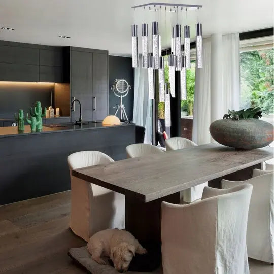 Sparkling Night Cylinder Chandelier// 13 Light  Warm Home View
