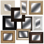 Set of Ten Brown And White Square And Rectangle Framed Mirror Set  Warm Home View