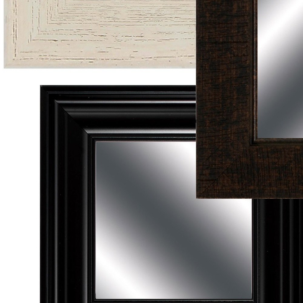 Set of Ten Brown And White Square And Rectangle Framed Mirror Set  Warm Home View