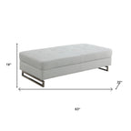 63" White and Silver Faux Leather Ottoman  Warm Home View