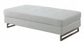 63" White and Silver Faux Leather Ottoman  Warm Home View