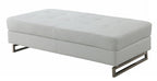 63" White and Silver Faux Leather Ottoman  Warm Home View