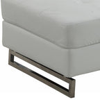 63" White and Silver Faux Leather Ottoman  Warm Home View