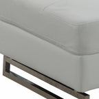 63" White and Silver Faux Leather Ottoman  Warm Home View