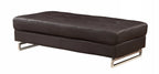 63" Brown and Silver Faux Leather Tufted Ottoman  Warm Home View
