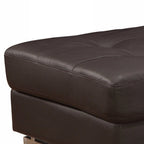 63" Brown and Silver Faux Leather Tufted Ottoman  Warm Home View