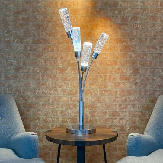 Blooming in Acrylic Table Lamp, 5 Light Chrome  Warm Home View