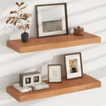 Floating Shelves for Wall USA-Sourced Cherry Wood 24 Inch Wall Shelves Set of 2 Natural Wooden Wall Mounted Picture Ledge Shelf Nursery Book Storage Shelf Kids Bookshelf Display Shelf for Bathroom  Warm Home View