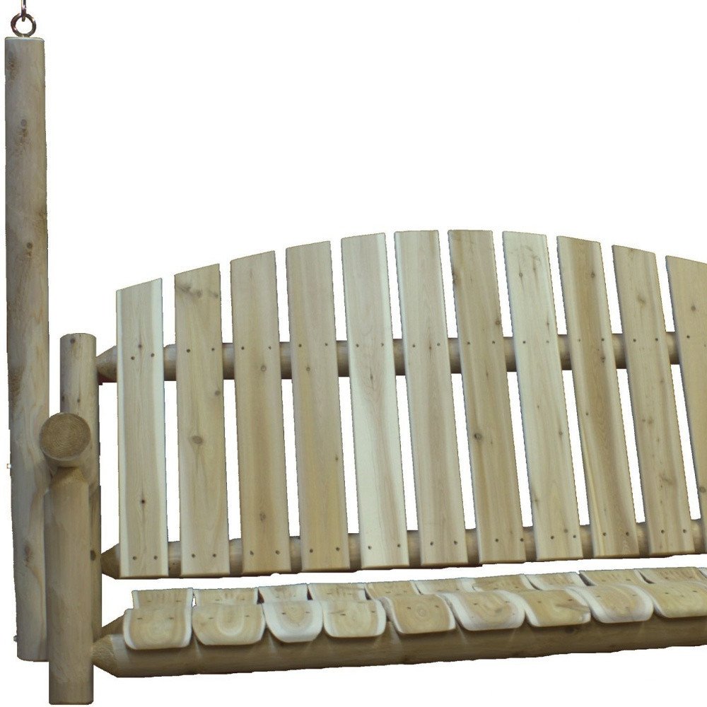 71" Natural Solid Wood Swing Chair  Warm Home View