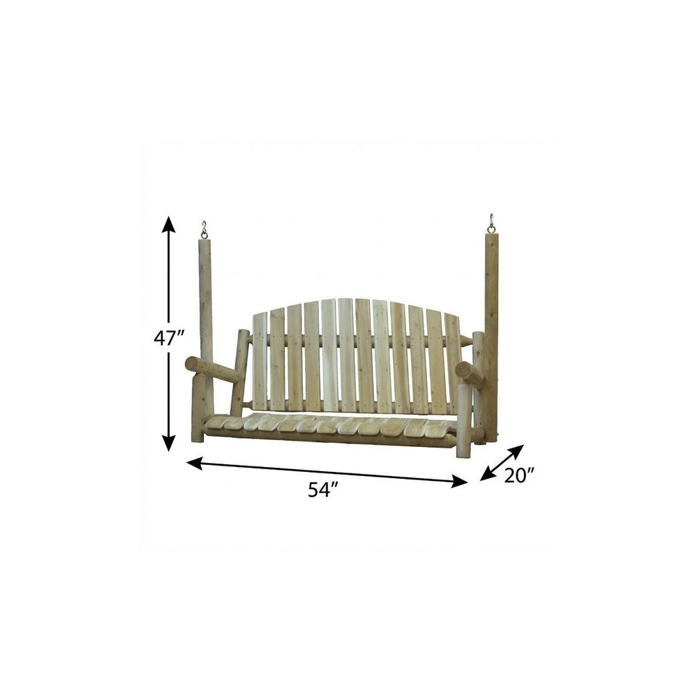 71" Natural Solid Wood Swing Chair  Warm Home View
