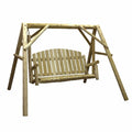 87" Natural Solid Wood Swing Chair  Warm Home View