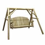 87" Natural Solid Wood Swing Chair  Warm Home View