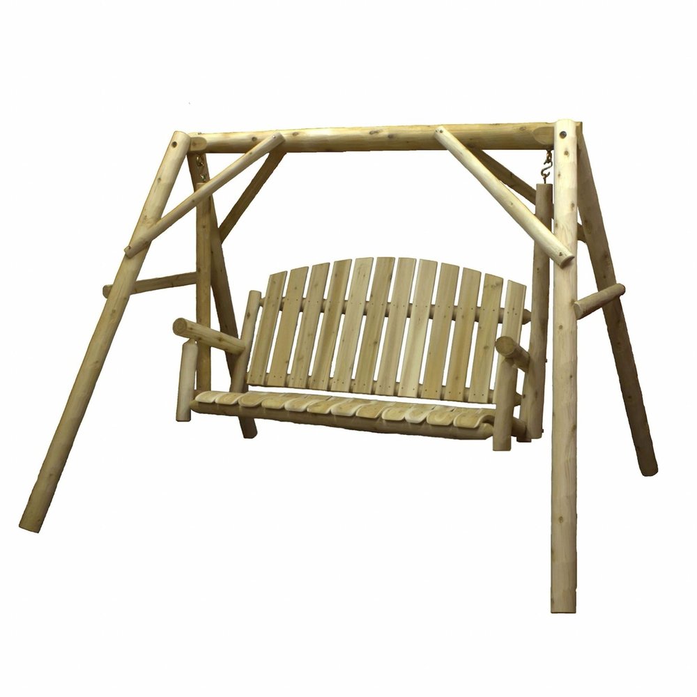 87" Natural Solid Wood Swing Chair  Warm Home View
